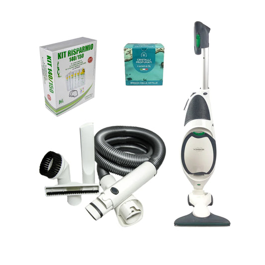 COMBO Folletto VK150 assemblato nuovo + Tubo flex e accessori + granuli profumati