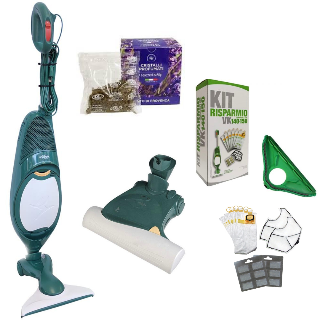 COMBO Folletto VK140 assemblato nuovo+ Battitappeto EB360 rigenerato+ granuli profumati