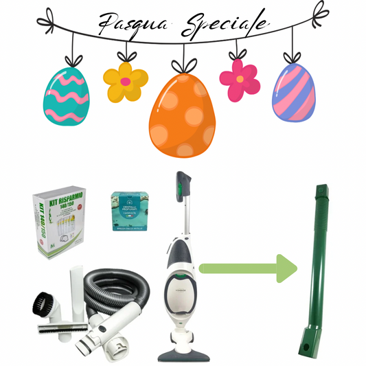 COMBO Folletto VK150 assemblato nuovo + Tubo flex e accessori + granuli profumati